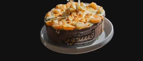 طاجن مكرونة بالموتزريلا صوص أبيض بالجمبري